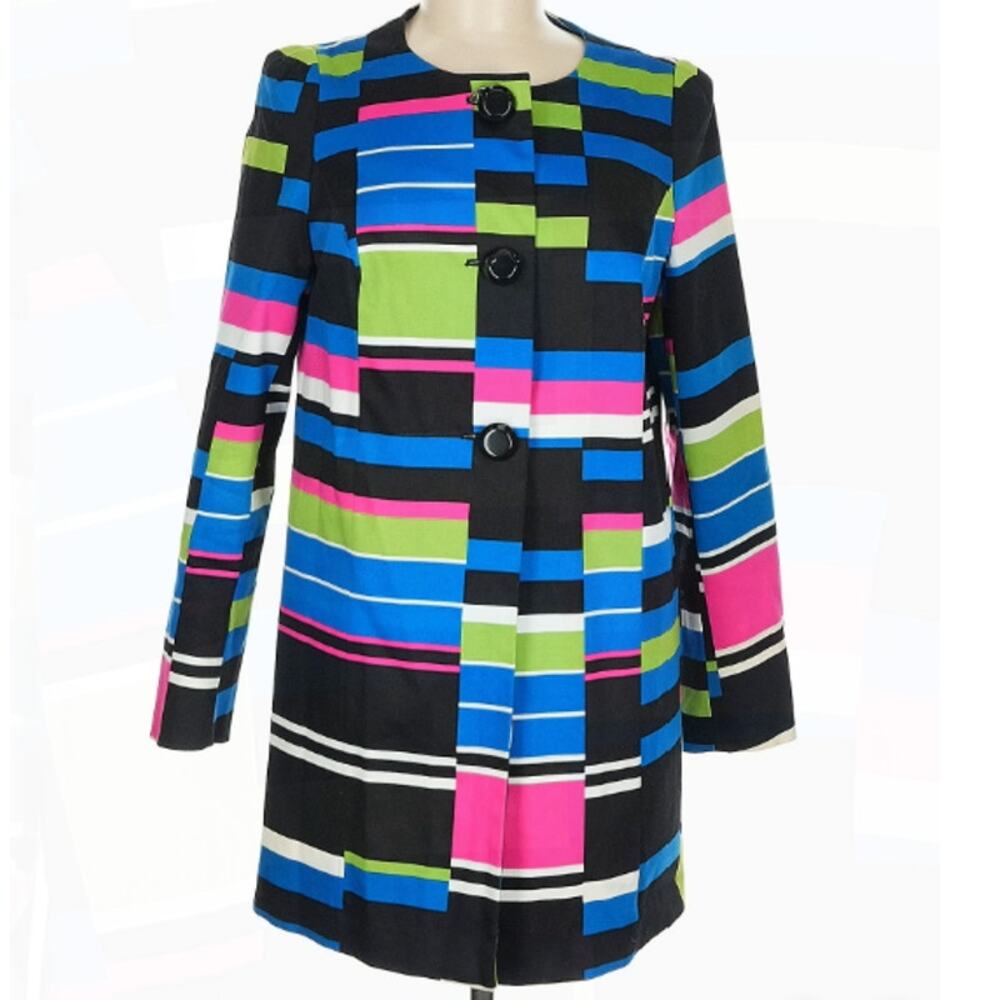 Vintage Peter Nygard  Womens Size 8 Coat Color Block Geometric Bold Statement